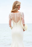 Lace Ivory Mermaid Illusion Long Sleeve Wedding Dress