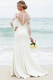 Graceful Ivory Lace Mermaid Wedding Dress with Long Sleeves