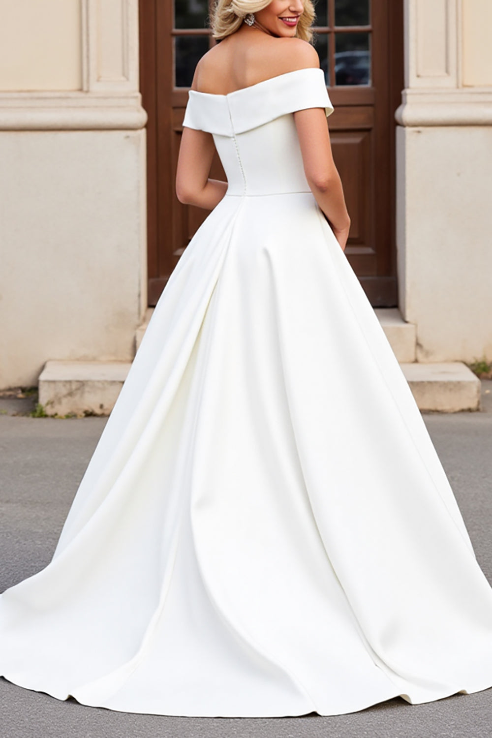Ivory A Line Off The Shoulder Long Wedding Dress