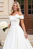Ivory A Line Off The Shoulder Long Wedding Dress
