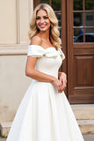 Ivory A Line Off The Shoulder Long Wedding Dress