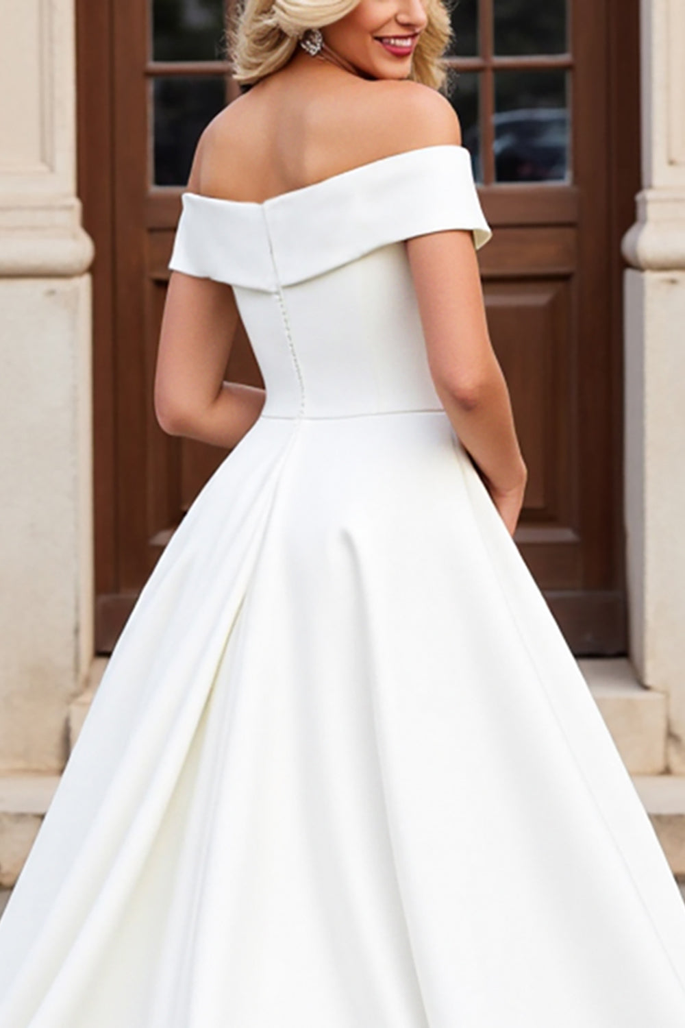 Ivory A Line Off The Shoulder Long Wedding Dress