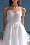 White Sweetheart Asymmetrical A Line Graduation Dress