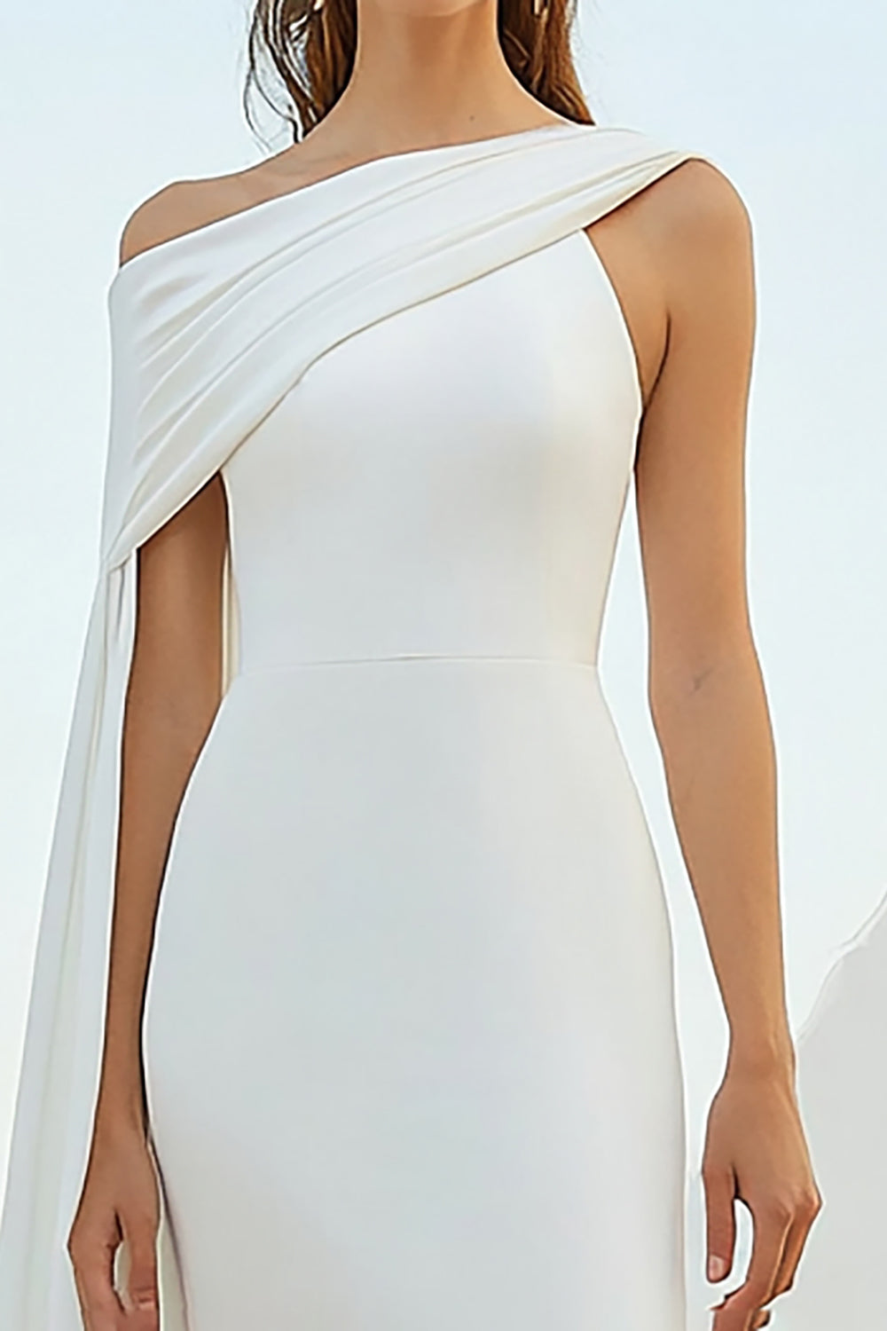 Sheath One Shoulder White Formal Dress