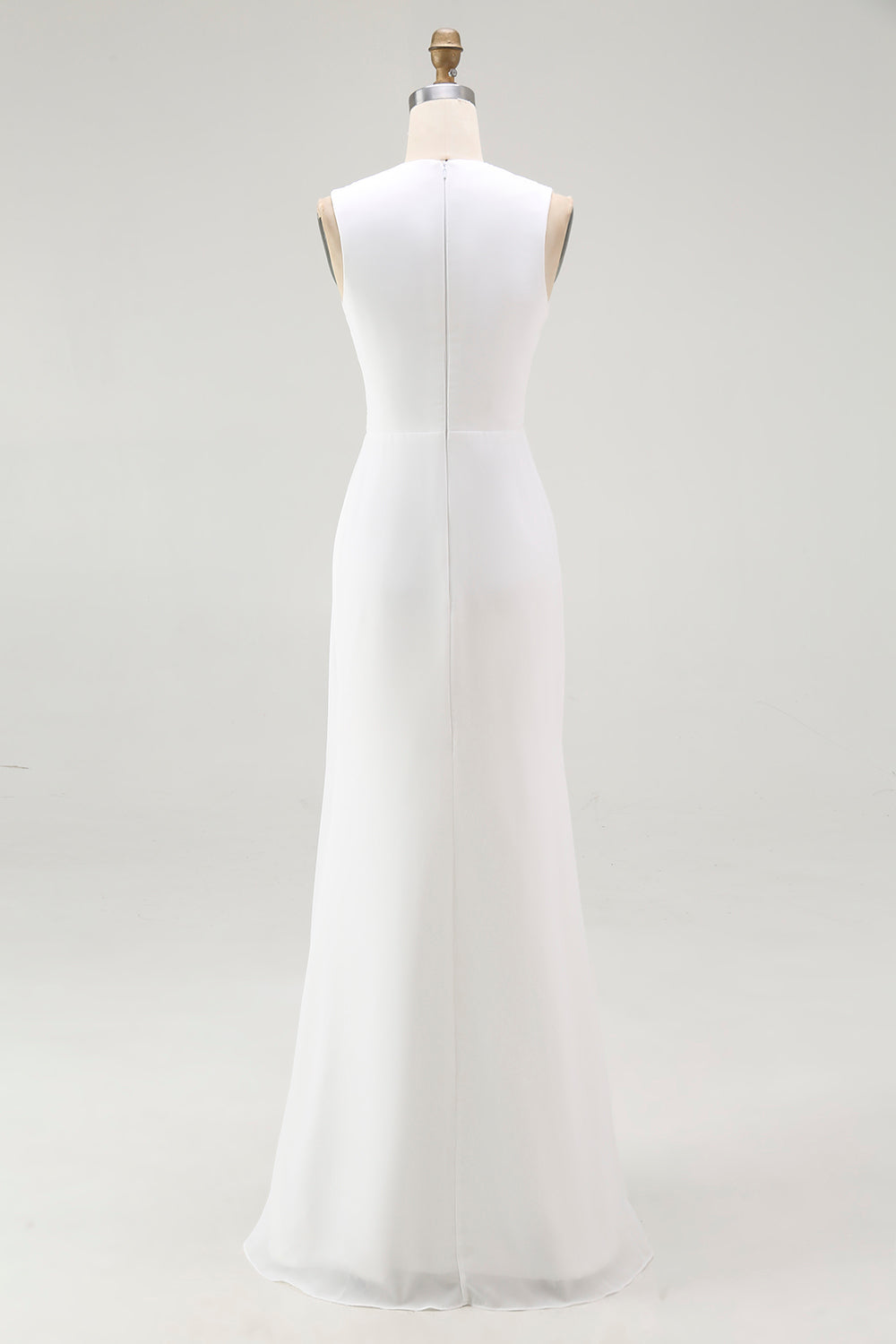 White Ruched V-Neck Sheath Bridal Shower Dress