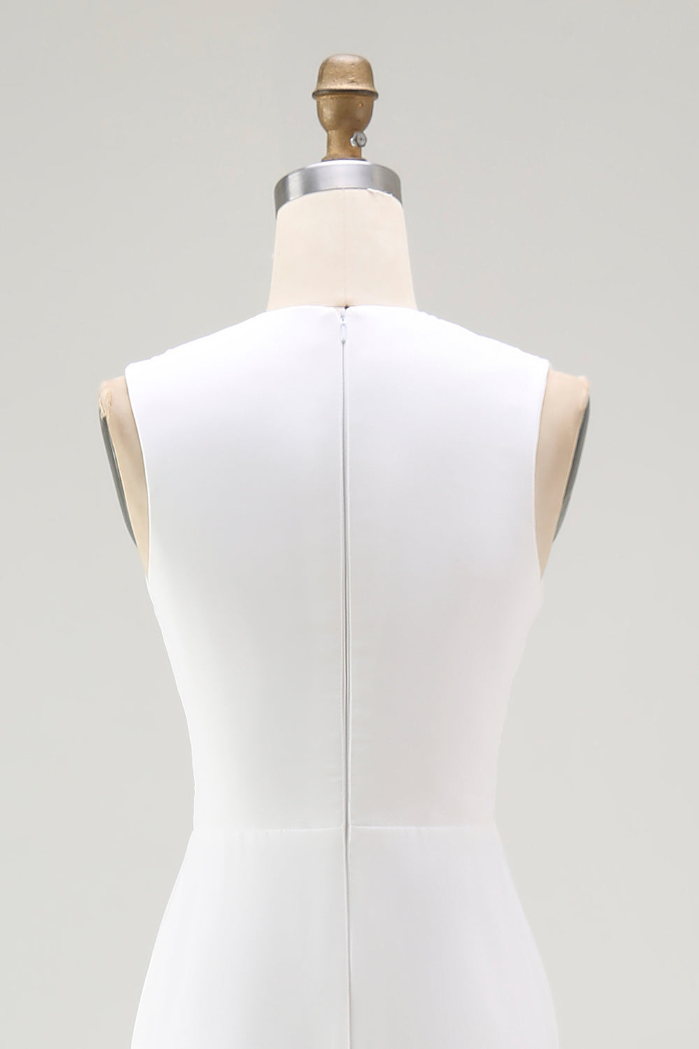 White Ruched V-Neck Sheath Bridal Shower Dress