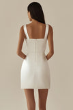 Satin White Bodycon Cowl Neck Graduation Dress