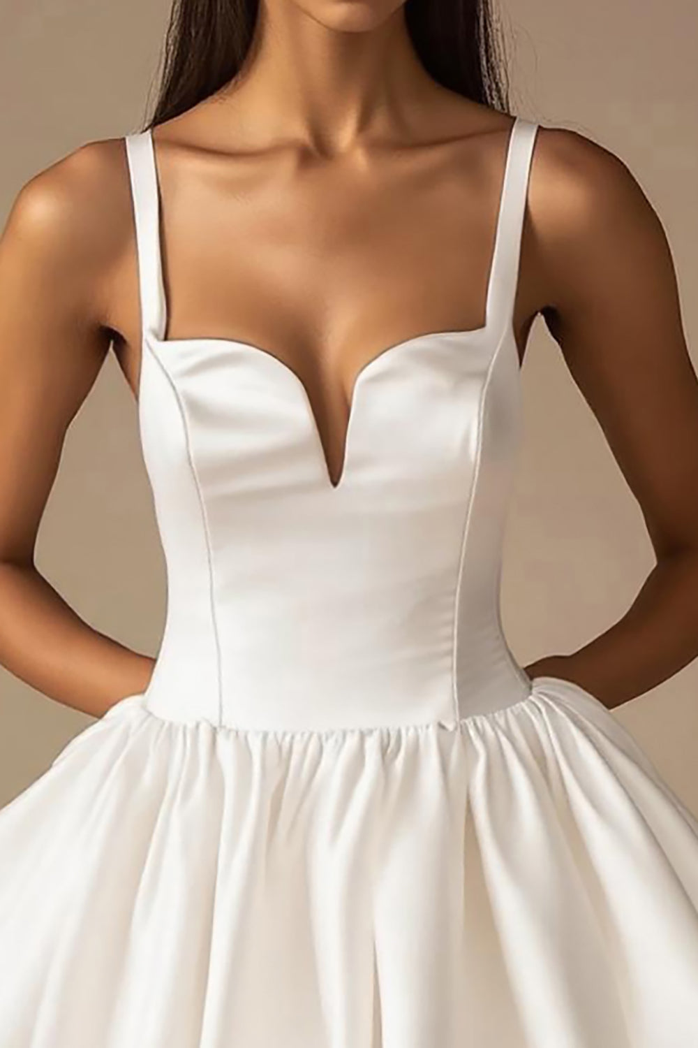 White A Line Sweetheart Graduation Dress