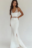 White Lace Mermaid Maxi Dress with Slit