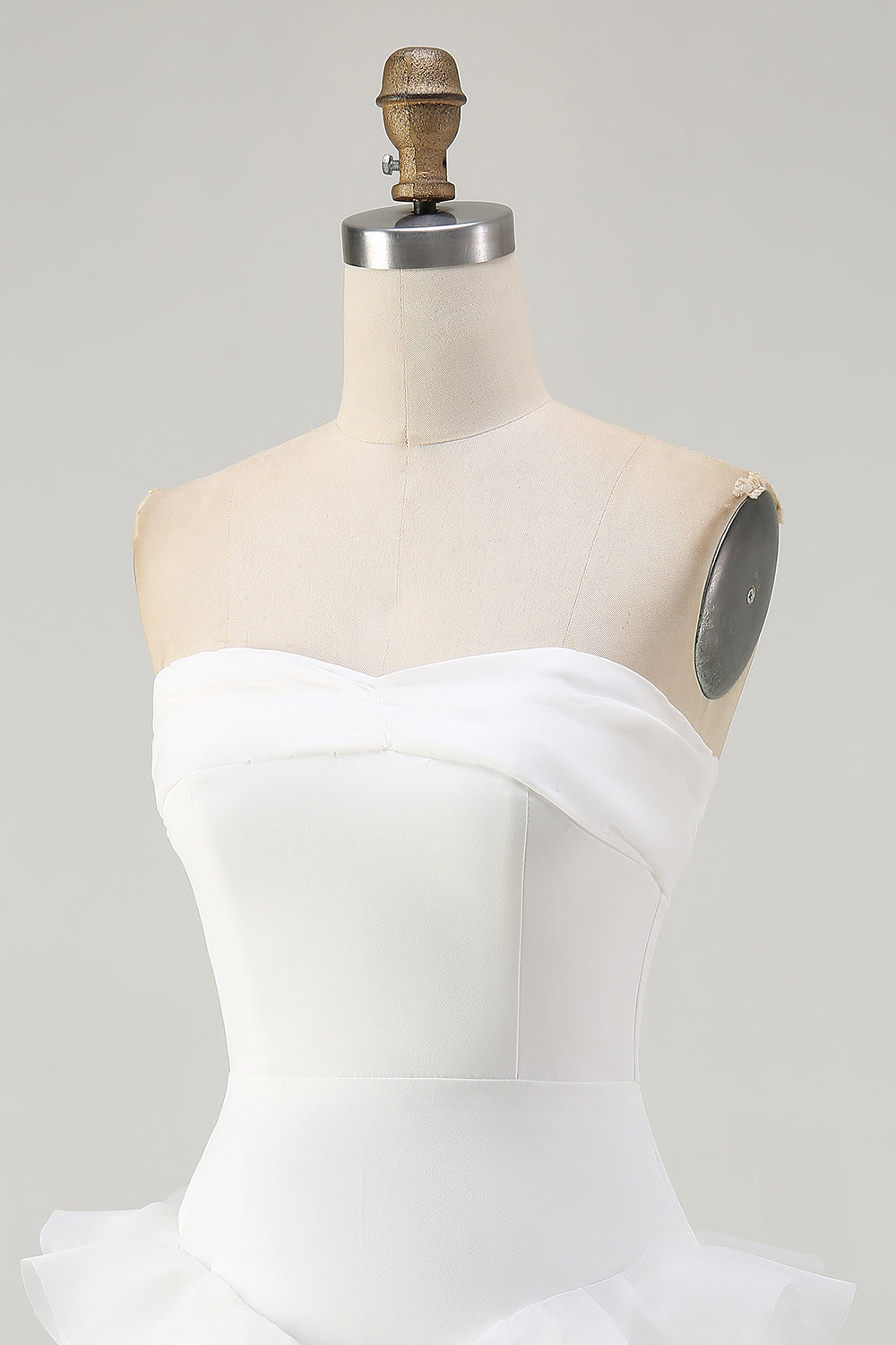 Cute White Strapless Ruffled A Line Mini Dress