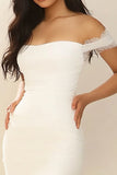 White Off The Shoulder Bodycon Mini Dress