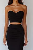 Sweetheart Bodycon Satin Black Tie Dress