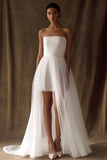 White Tulle Strapless Wedding Dress