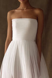 White Tulle Strapless Wedding Dress