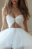 White Sweetheart Cut Out A Line Graduation Dress