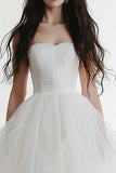 White A Line Midi Party Dress With Tulle