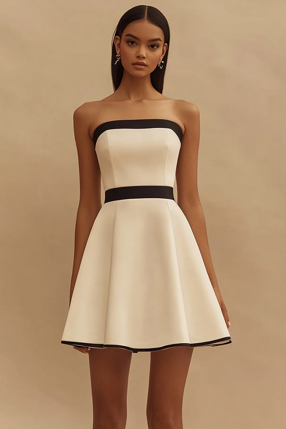Ivory A Line Strapless Mini Dress