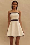 Ivory A Line Strapless Mini Dress