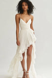 Ivory A Line Asymmetrical Chiffon Graduation Dress