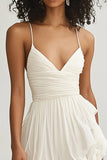 Ivory A Line Asymmetrical Chiffon Graduation Dress