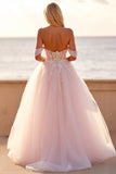 Blush A Line Tulle Off The Shoulder Wedding Dress