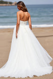 Strapless A Line Tulle White Wedding Dress