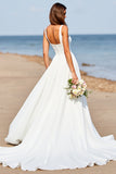 A Line White Long Wedding Dress