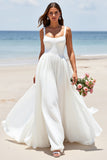 A Line White Long Wedding Dress