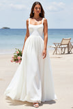A Line White Long Wedding Dress