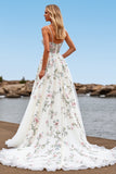 White Floral Tulle Wedding Dress with Appliques