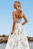 White Floral Tulle Wedding Dress with Appliques