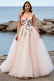 Blush A Line Tulle Wedding Dress with Appliques