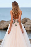 Blush A Line Tulle Wedding Dress with Appliques