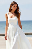 A Line Long White Wedding Dress