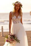 White Long A Line Wedding Dress with Lace