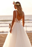 White Long A Line Wedding Dress with Lace