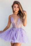 Corset Lilac A Line Homecoming Dress with Appliques