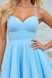 Light Blue Ruched A Line Homecoming Dress