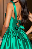 Satin Dark Green Corset A Line Homecoming Dress