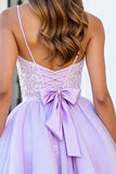 Lilac Corset Spaghetti Straps A Line Homecoming Dress with Sequins