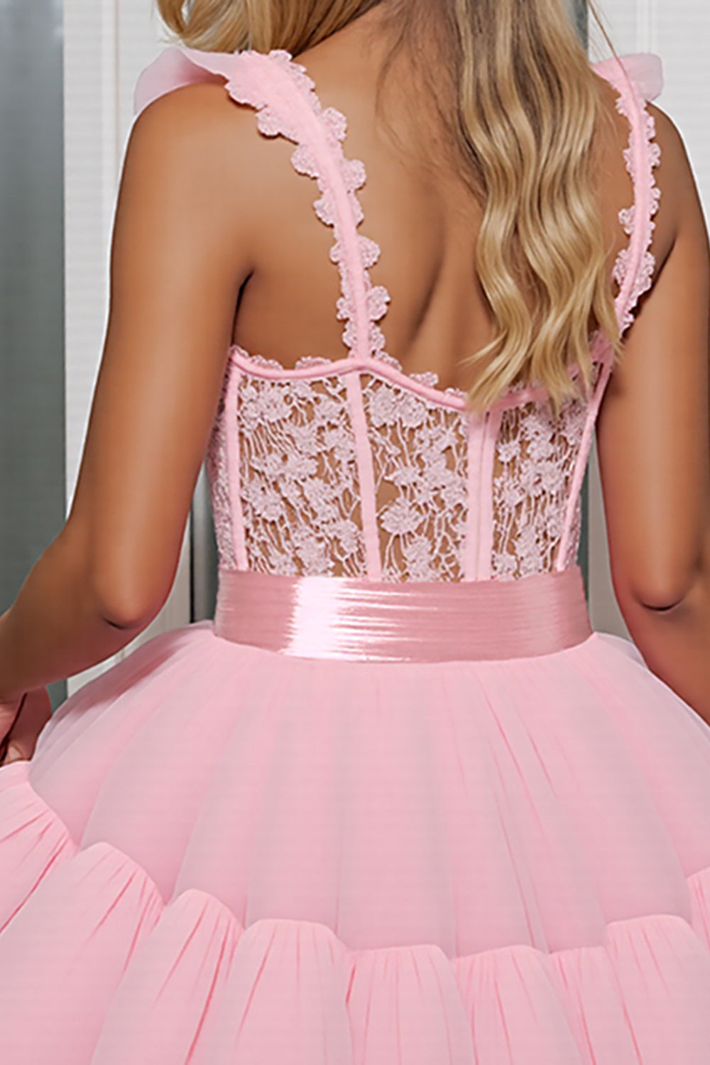 Corset Pink A Line Homecoming Dress with Appliques