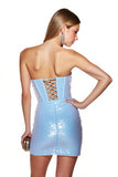 Sparkly Strapless Blue Homecoming Dress with Sequins