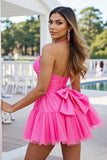 Pink Halter A Line Ruched Homecoming Dress