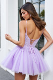Lilac A Line Homecoming Dress with Sequins