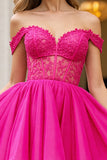 Off The Shoulder Corset Pink Homecoming Dress with Appliques