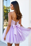 Lilac Corset A Line Short Homecoming Dress with Appliques