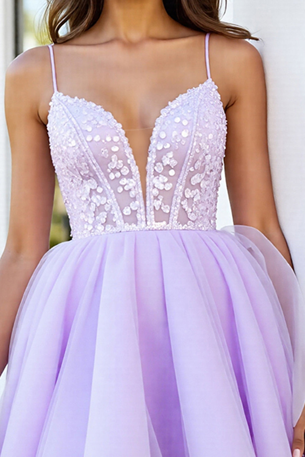 Lilac Corset A Line Short Homecoming Dress with Appliques