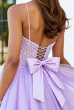 Lilac Corset A Line Short Homecoming Dress with Appliques