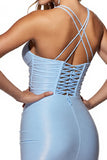 Halter Blue Bodycon Short Homecoming Dress