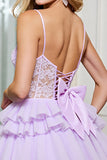 Corset Tiered Lilac Homecoming Dress with Appliques